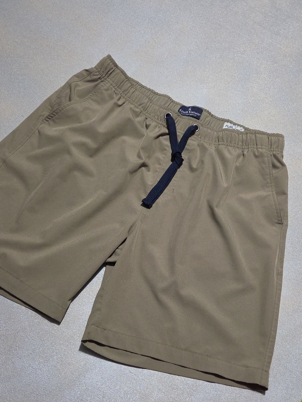 Tailor Vintage Olive Drawstring Athletic Shorts with Black Cord